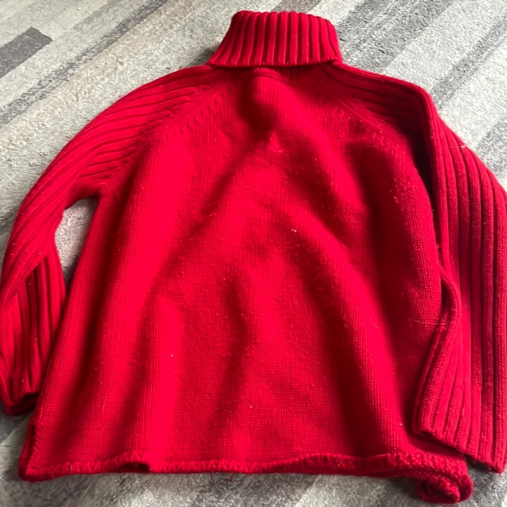 Red turtle neck sweater